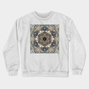 intricate art deco and art nouveau styled pattern brown blue and beige Crewneck Sweatshirt